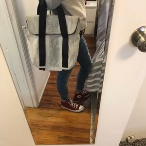 White grey tote flap bag topshop